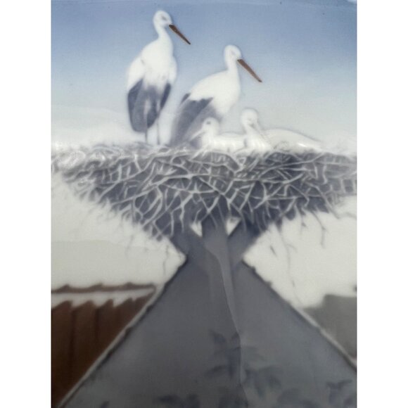B&G Denmark Porcelain 5" Trinket Dish With Storks Design 1300 Storkereden 6583 - Picture 5 of 7